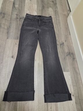 MOTHER Cotton Blend Black Flared Jeans